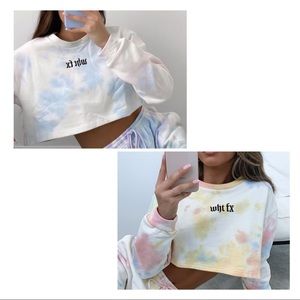 White Fox Tie Dye Crop Crewneck Sweater Bundle